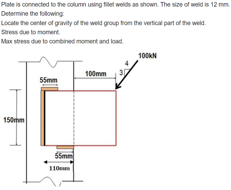 Solved Plate is connected to the column using fillet welds | Chegg.com