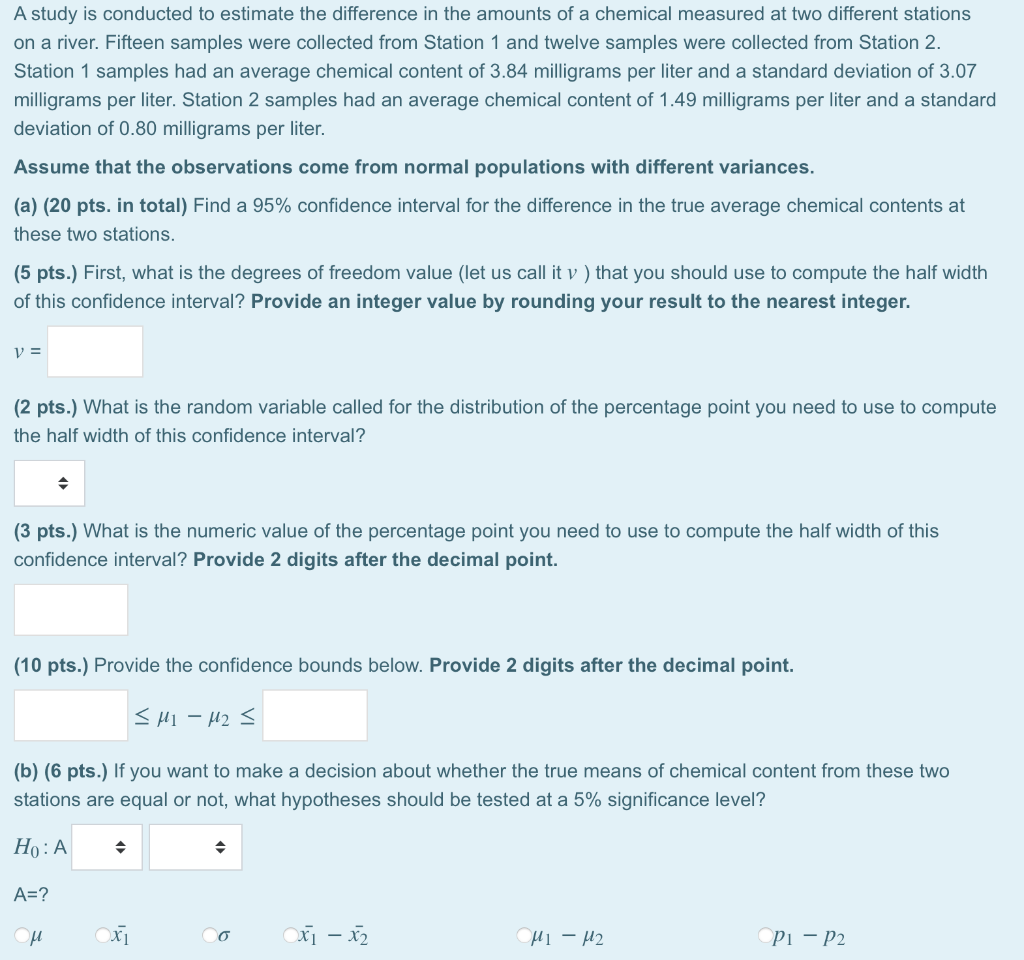 Solved A study is conducted to estimate the difference in | Chegg.com