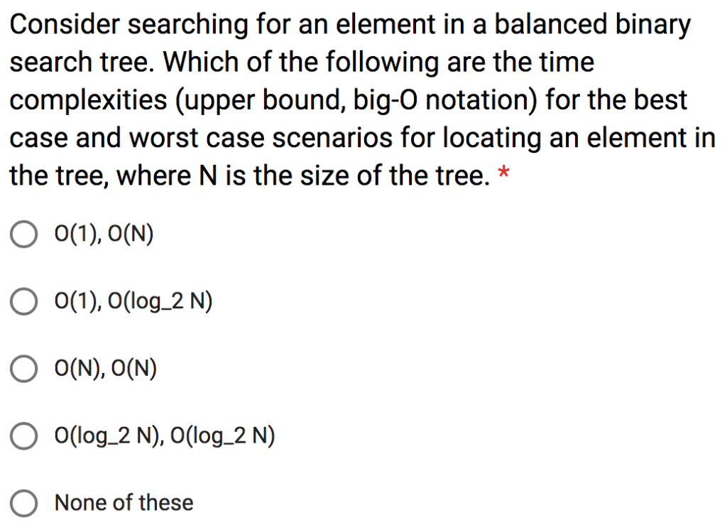 Solved Consider searching for an element in a balanced | Chegg.com