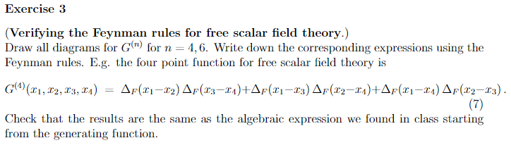 Solved Exercise 3(Verifying the Feynman rules for free | Chegg.com