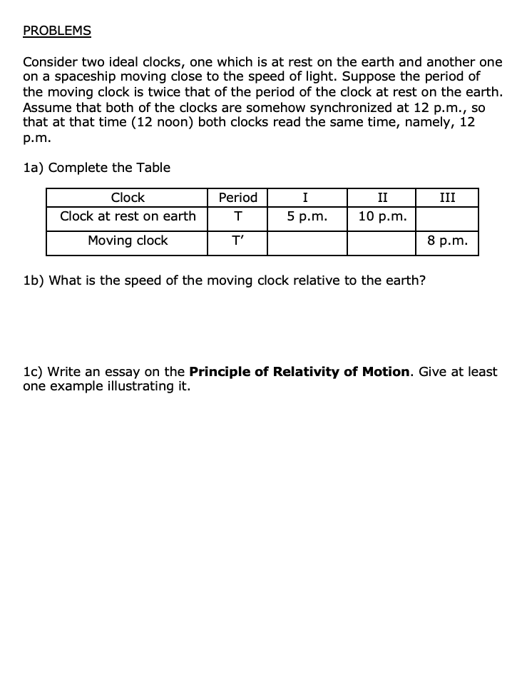 Solved HEURISTIC DERIVATION OF TIME DILATION I A Chegg