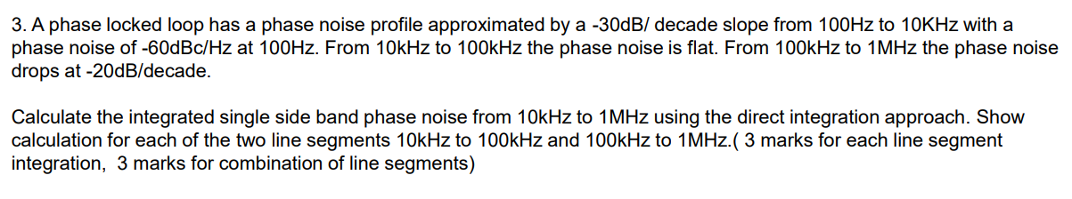 Solved 3. A phase locked loop has a phase noise profile | Chegg.com