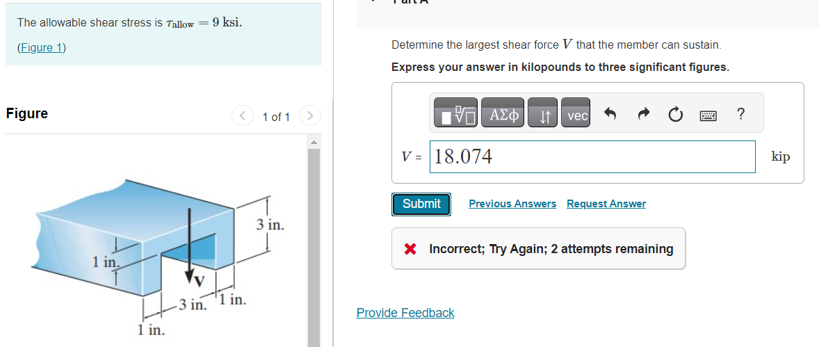 solved-the-allowable-shear-stress-is-allow-9ksi-figure-chegg
