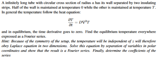 Solved A infinitely long tube with circular cross section of | Chegg.com