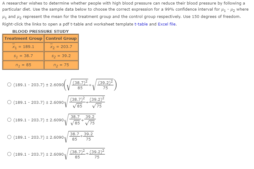 Solved Confidence Interval for the Difference Between Two | Chegg.com