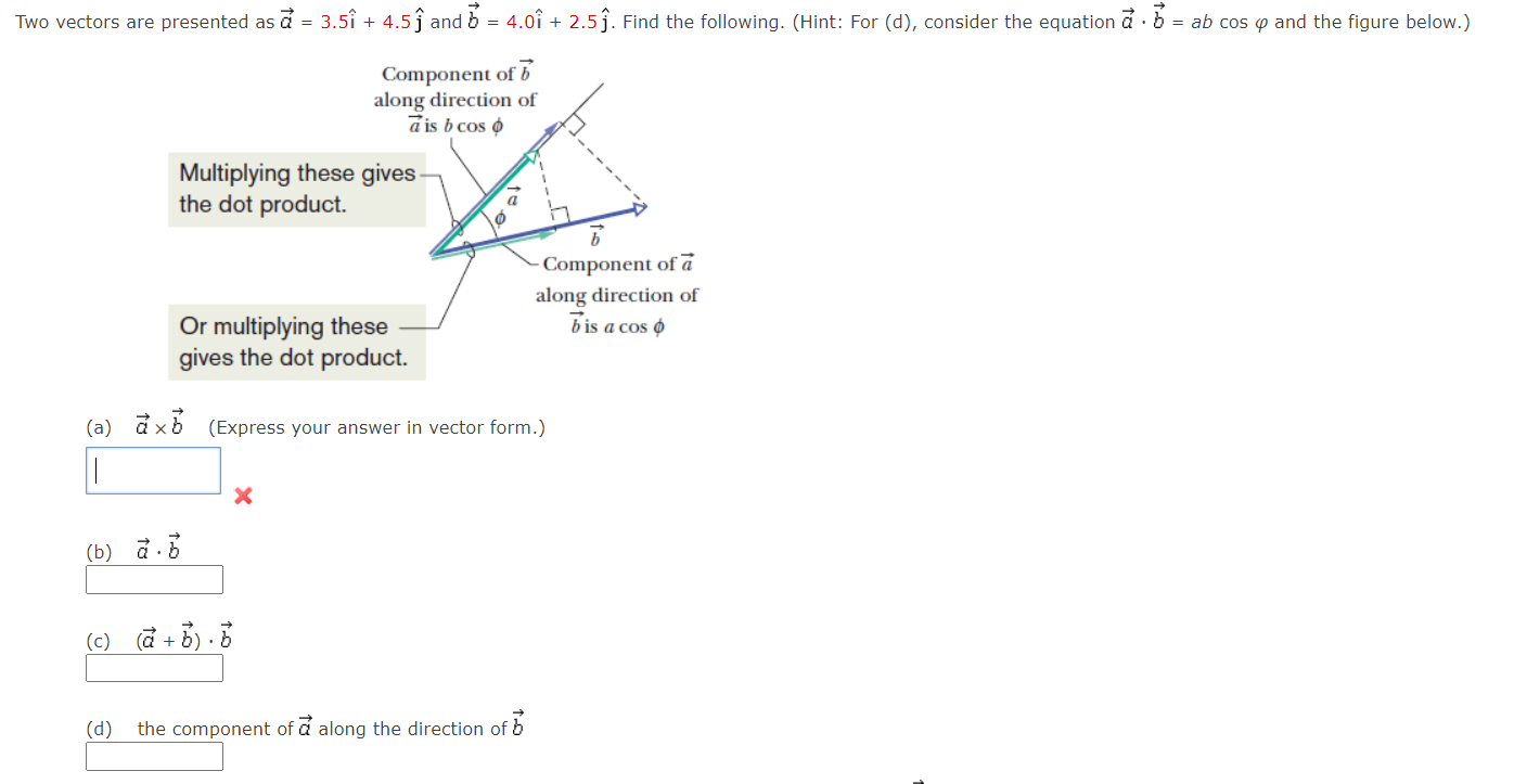 Solved Vectors Are Presented As A=3.5i^+4.5j^ And | Chegg.com