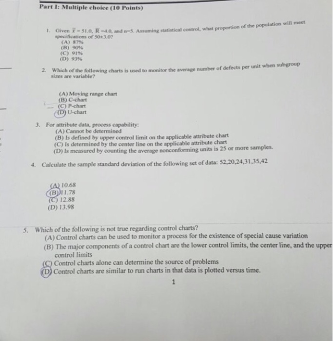 Solved Part I: Multiple choice (10 Points) Given SI R-40 and | Chegg.com