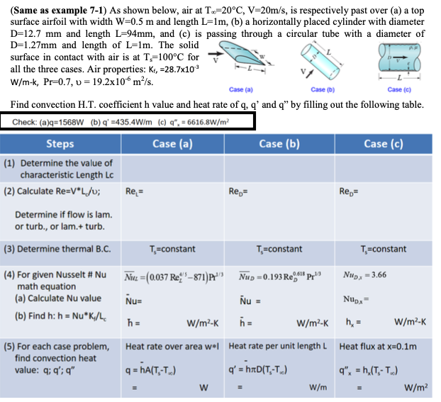 Solved L Same As Example 7 1 As Shown Below Air At T Chegg Com