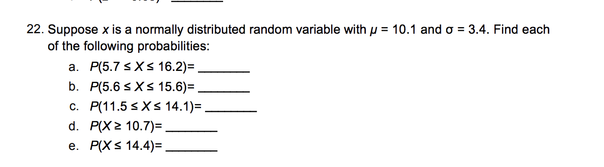 Solved 22. Suppose x is a normally distributed random | Chegg.com