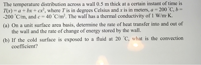 Solved The temperature distribution across a wall 0.5 m | Chegg.com