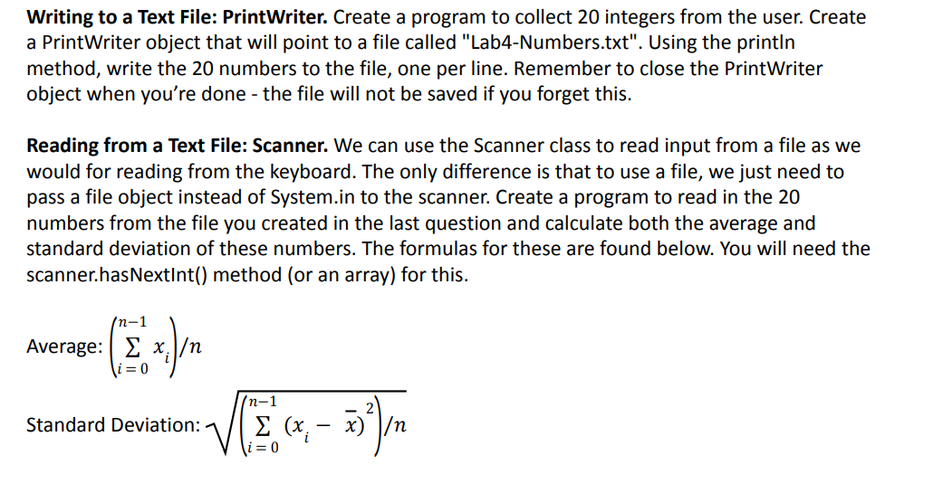 Solved Writing to a Text File PrintWriter. Create a program
