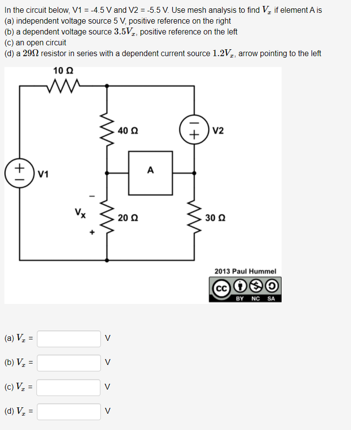 Solved In the circuit below, V1 = -4.5V and V2 = -5.5 V. Use | Chegg.com