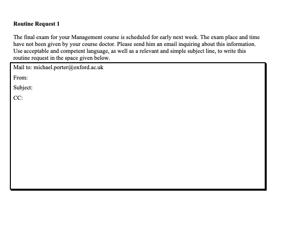 E-Mails Worksheet on Routine Requests - #1 One of the | Chegg.com