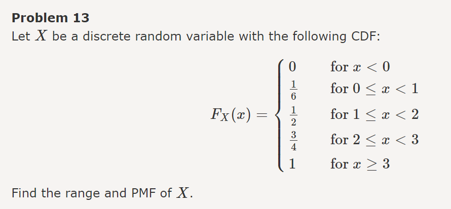 Solved Problem 13 Let X be a discrete random variable with | Chegg.com