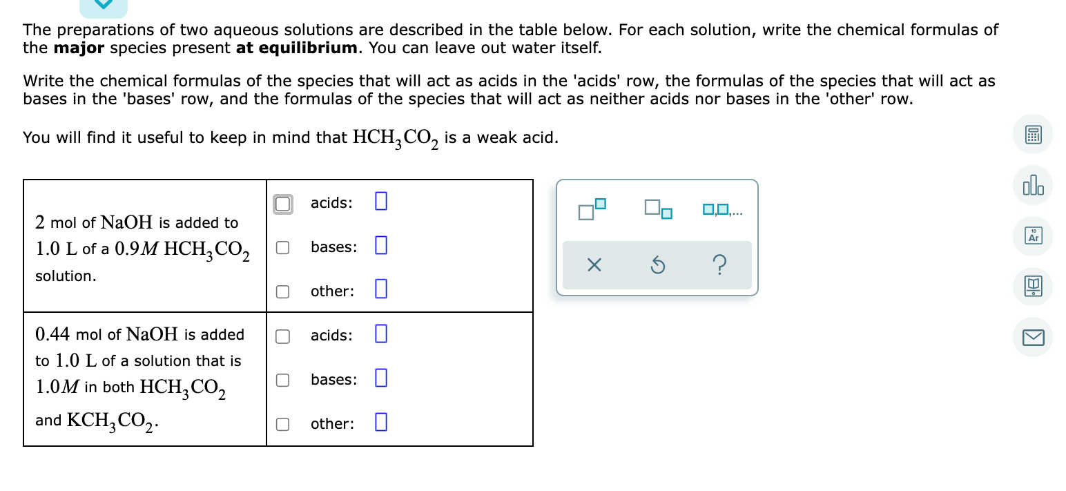 Solved The Preparations Of Two Aqueous Solutions Are 