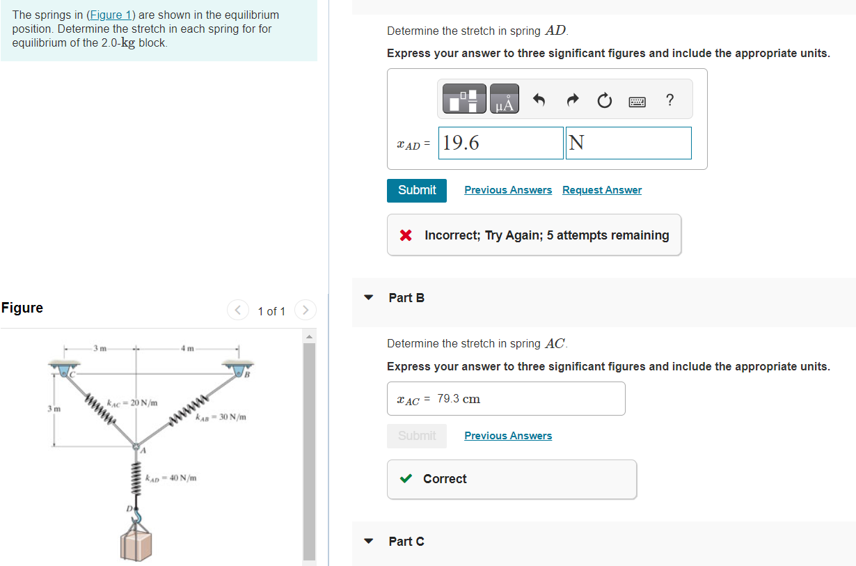 Solved The Springs In (Figure 1) Are Shown In The | Chegg.com