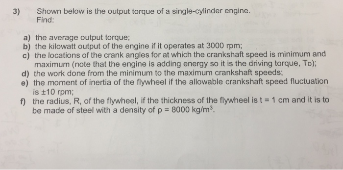 3) Shown below is the output torque of a | Chegg.com