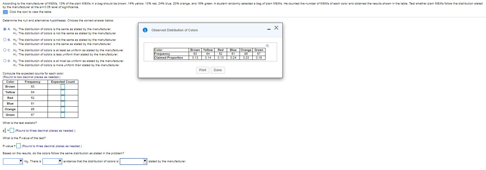 Solved Drop down options: (Reject / Do not reject) : H0: | Chegg.com