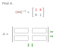 Solved Find A. 2 8 (4A)-1 11 0 1 A = | Chegg.com