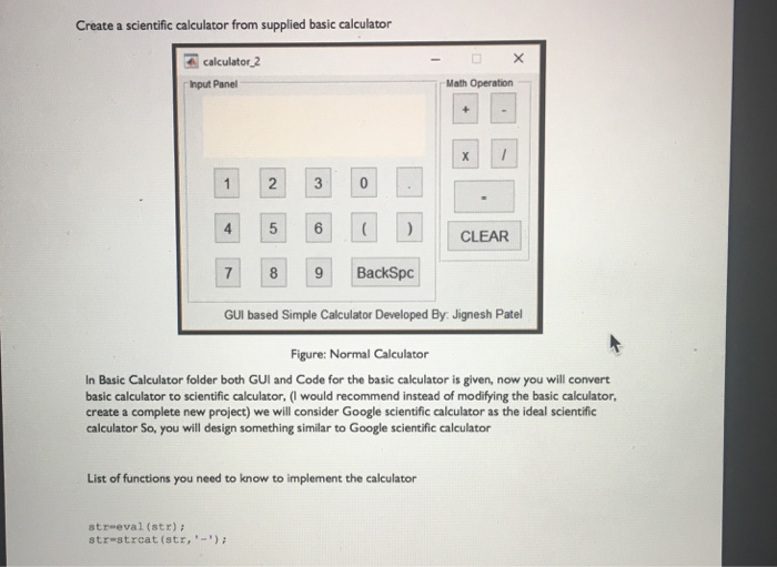 Create a scientific calculator from supplied basic | Chegg.com