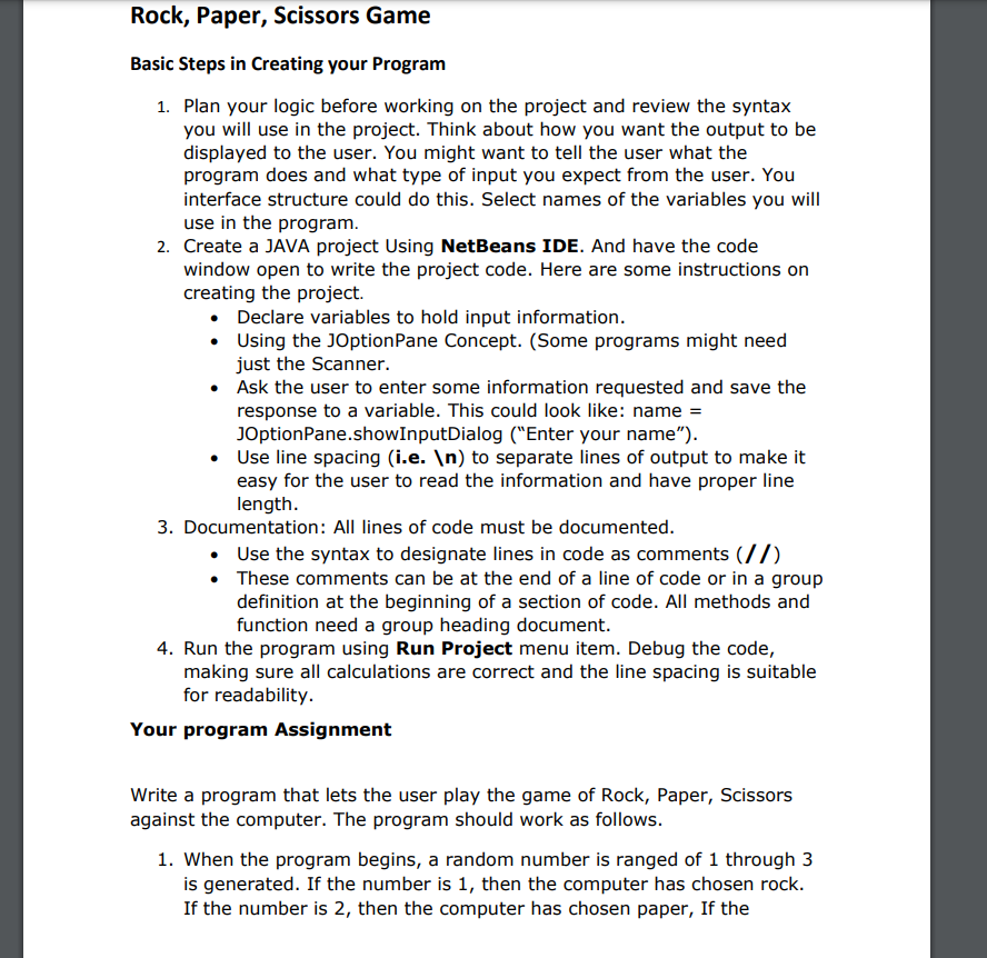 Solved Chapter 5 Rock, Paper Scissors Game Please write | Chegg.com