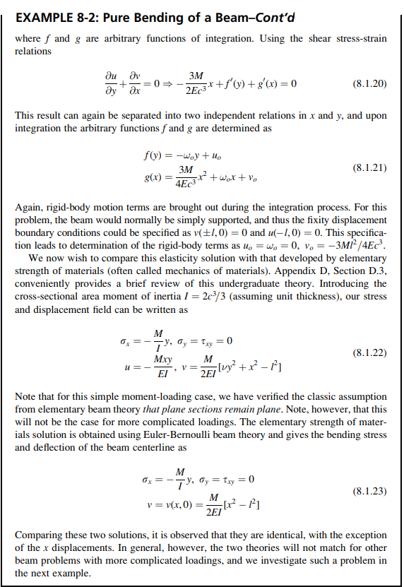 EXAMPLE 8-2: Pure Bending of a Beam-Cont'd where f | Chegg.com