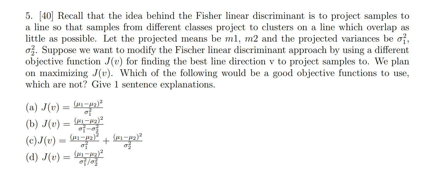 5 40 Recall That The Idea Behind The Fisher Lin Chegg Com