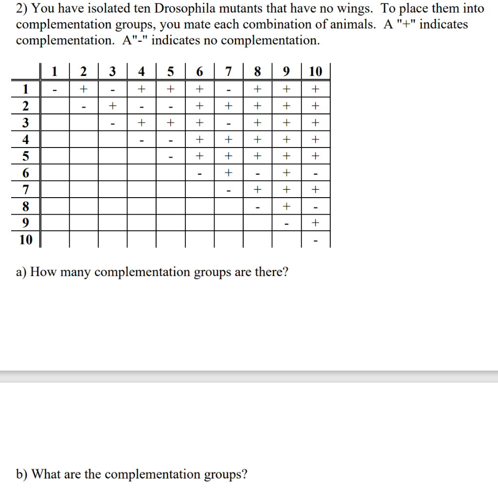 Solved 2) You have isolated ten Drosophila mutants that have | Chegg.com