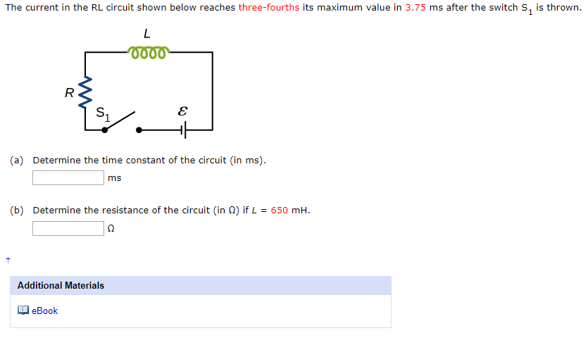 Solved The current in the RL circuit shown below reaches | Chegg.com