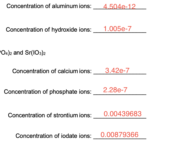 Solved Concentration of Salts Based on the concentration