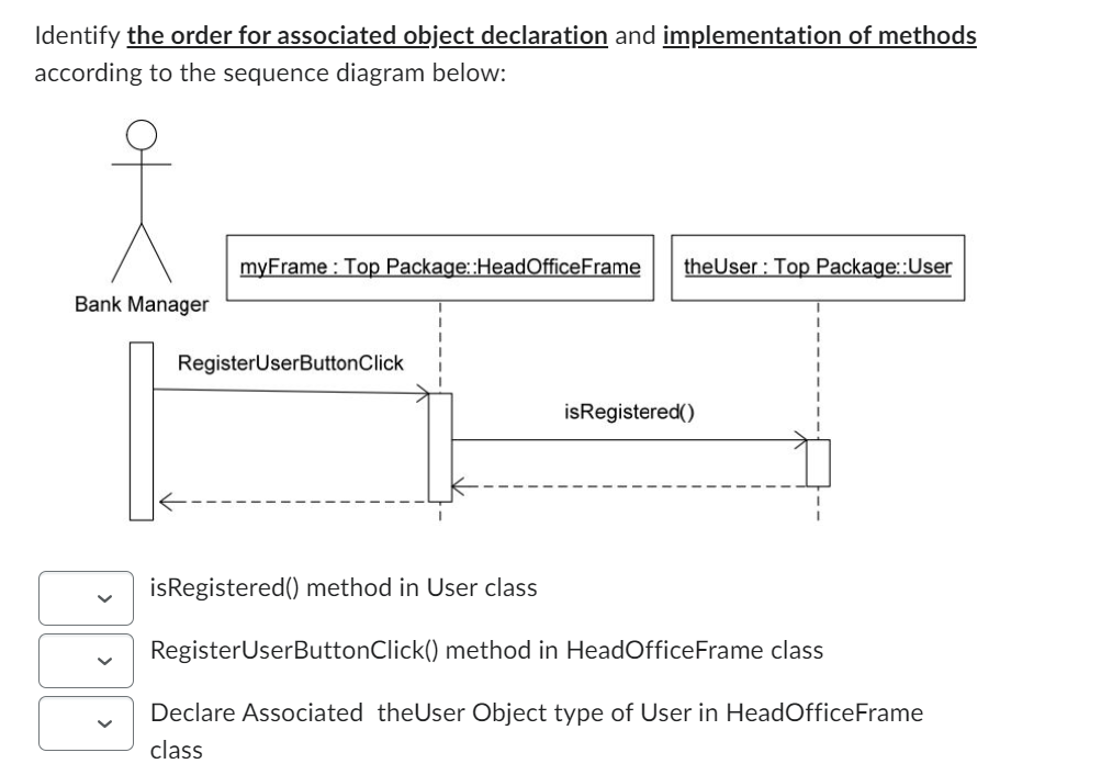 Solved Identify the order for associated object declaration | Chegg.com