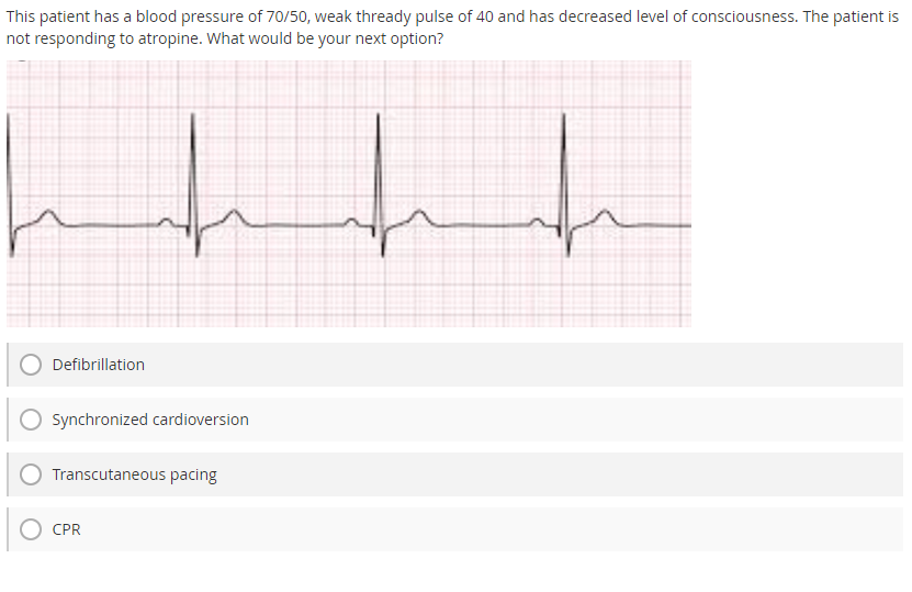 Solved This patient has a blood pressure of 70/50, weak