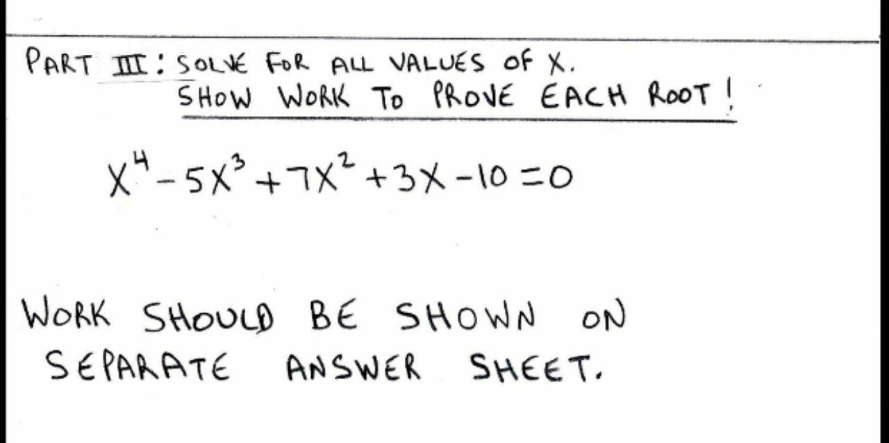 Work Our X Examplea Solved PART ME: SOLVE FOR ALL VALUES OF X. SHOW WORK TO | Chegg.com