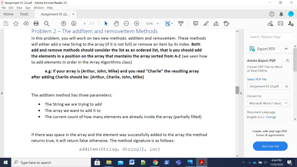 Solved Assignment 05 (2).pdf - Adobe Acrobat Reader DC File | Chegg.com
