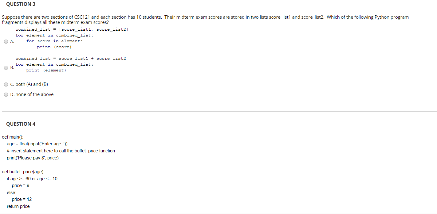 Solved QUESTION 1 What data type will Python pick for the | Chegg.com