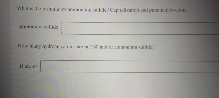 ammonium sulfide mmass