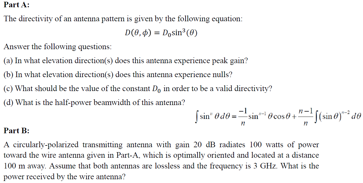 Part A = The directivity of an antenna pattern is