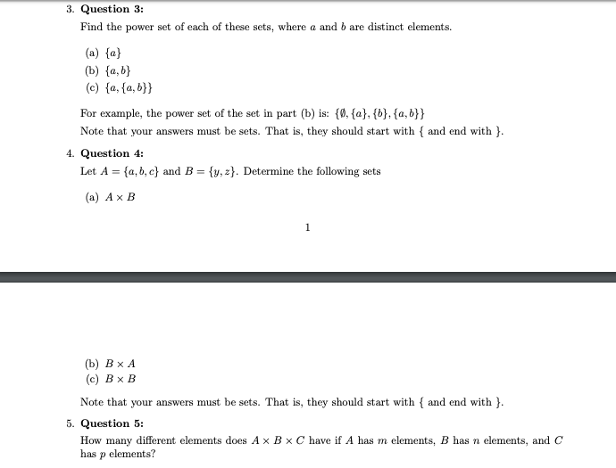 Solved 3. Question 3: Find The Power Set Of Each Of These | Chegg.com