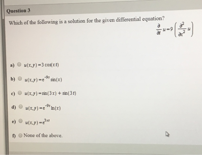 Solved Which of the following is a solution for the given | Chegg.com