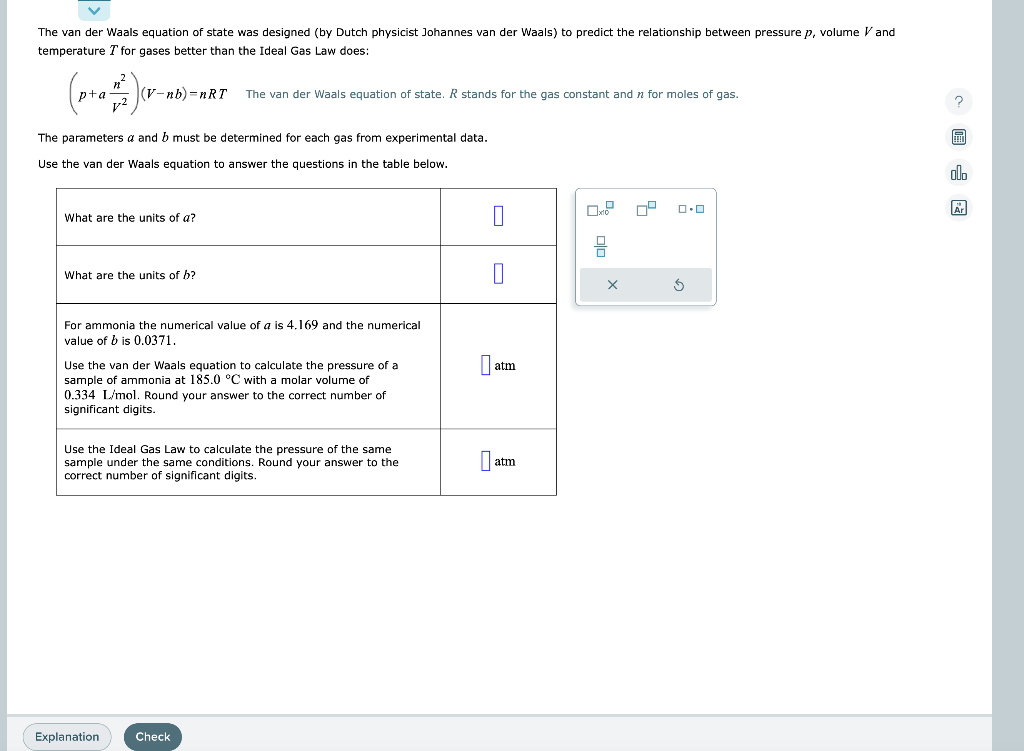 Solved The Van Der Waals Equation Of State Was Designed (by | Chegg.com