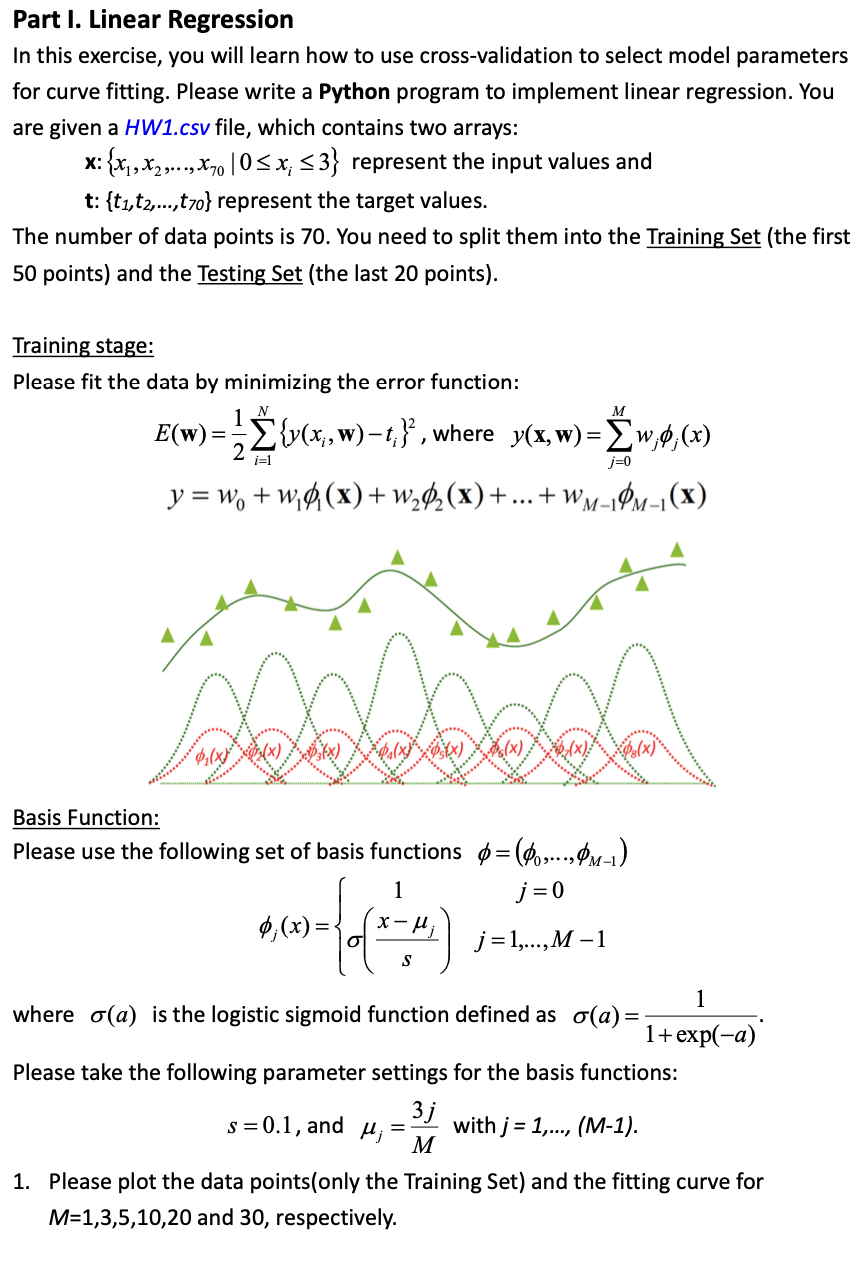 Solved Part I. Linear Regression In this exercise, you will | Chegg.com