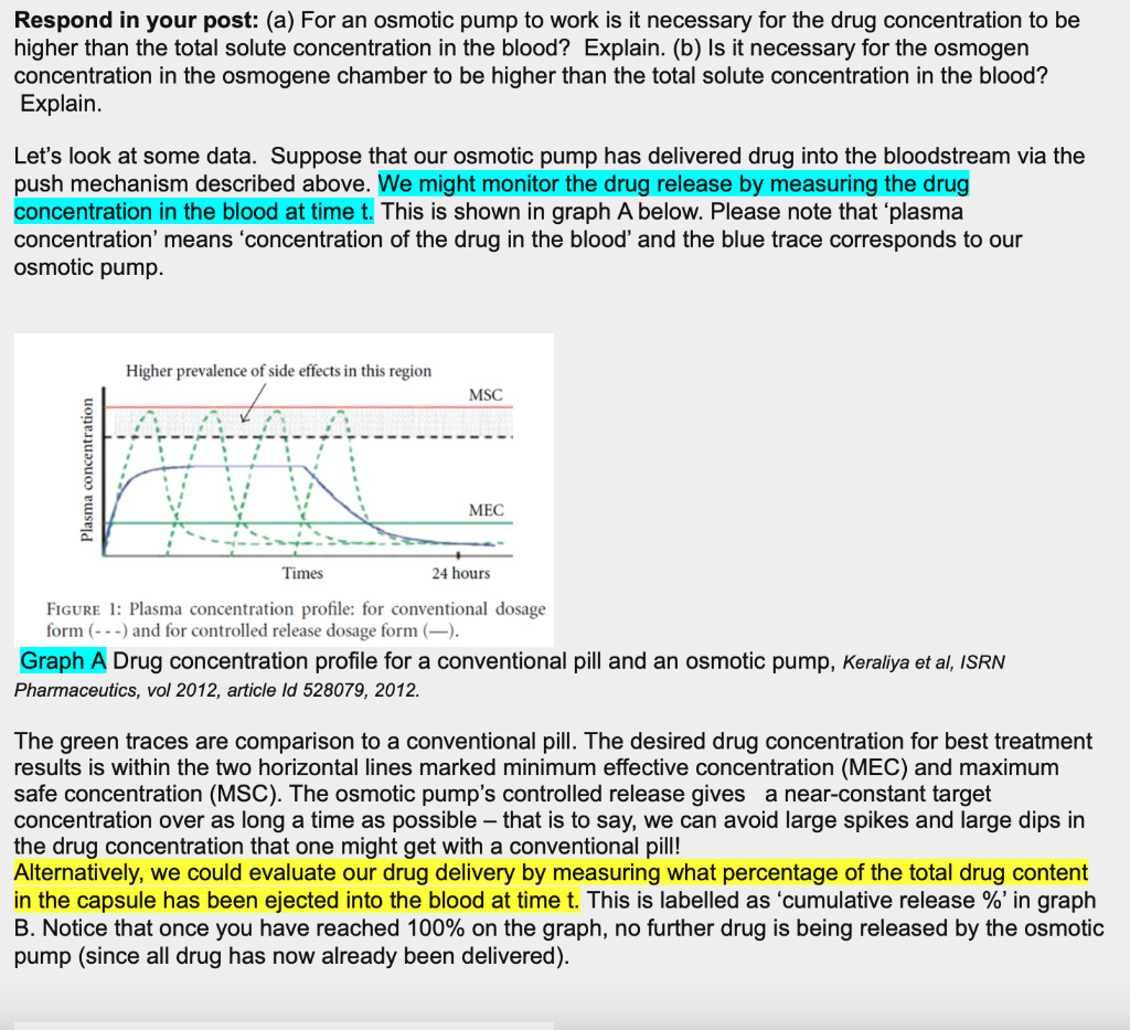 Solved Osmotic Drug Delivery System (aka Osmotic Pump) | Chegg.com