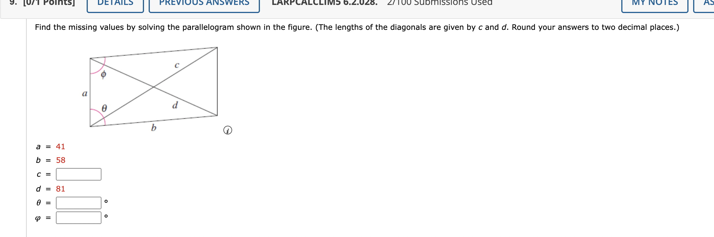 Solved Find the missing values by solving the parallelogram | Chegg.com