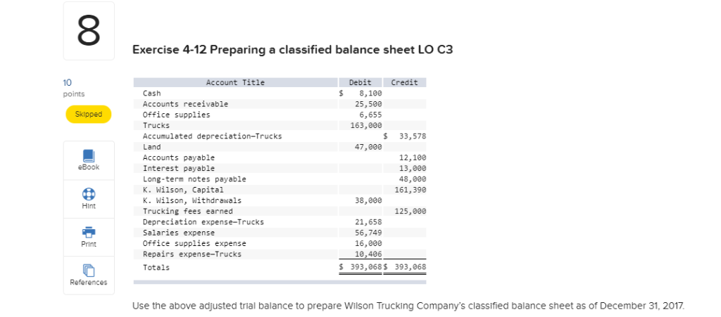 Solved Exercise 4-12 Preparing a classified balance sheet LO | Chegg.com
