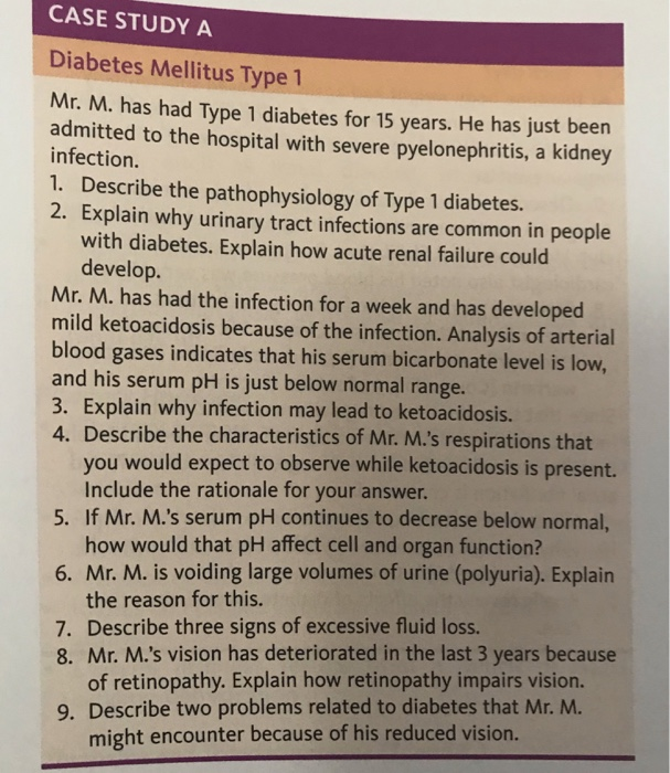 rn type 1 diabetes mellitus case study test quizlet