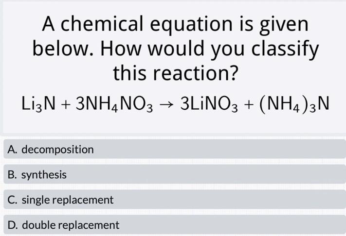 Solved A chemical equation is given below. How would you | Chegg.com