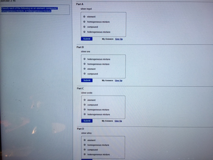 Solved Classify each of the following as an element compound | Chegg.com
