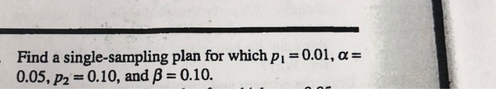 Solved Find a single-sampling plan for which Pi = 0.01, α = | Chegg.com