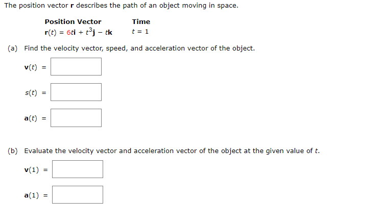 Solved The position vector r describes the path of an object | Chegg.com