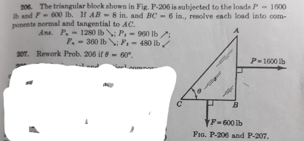 Solved 206. The triangular block shown in Fig. P-206 is | Chegg.com